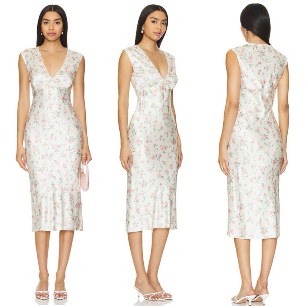 Tularosa Women’s Tina Midi Dress in Spring Floral Multi - Large - Picture 2 of 12